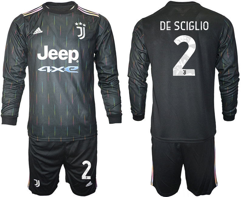 Men 2021-2022 Club Juventus away black Long Sleeve #2 Soccer Jersey->juventus jersey->Soccer Club Jersey